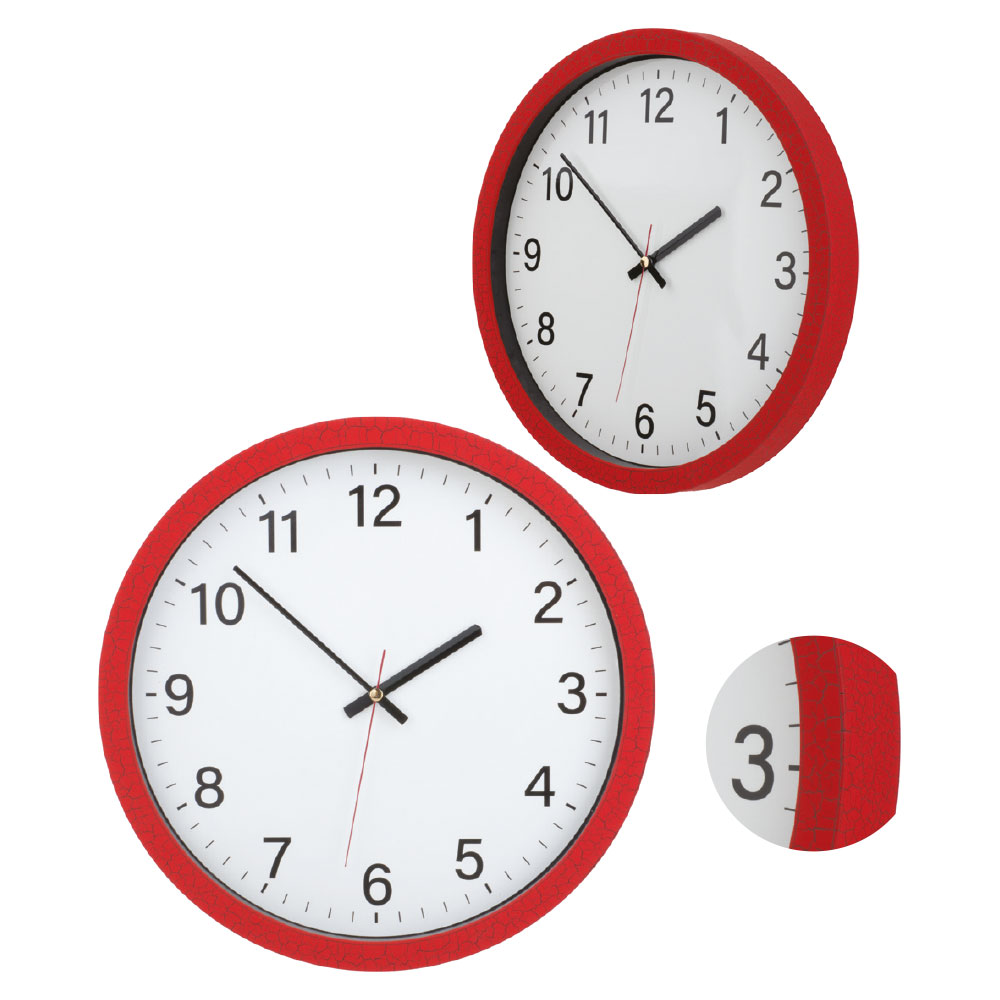 Kırmızı Çatlak Desenli Plastik Duvar Saati - IP723219-ÇK34
