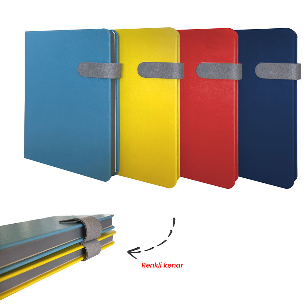 Termo Deri Kenarları Boyalı ve Mıknatıslı Defter - IP72655534