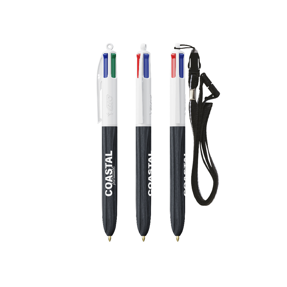 Bic 4 Renkli Ahşap Stil Tükenmez Kalem - İpli - 3460001064 - Görsel 2