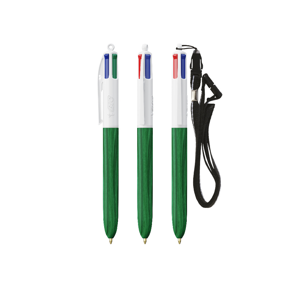 Bic 4 Renkli Ahşap Stil Tükenmez Kalem - İpli - 3460001064 - Görsel 3