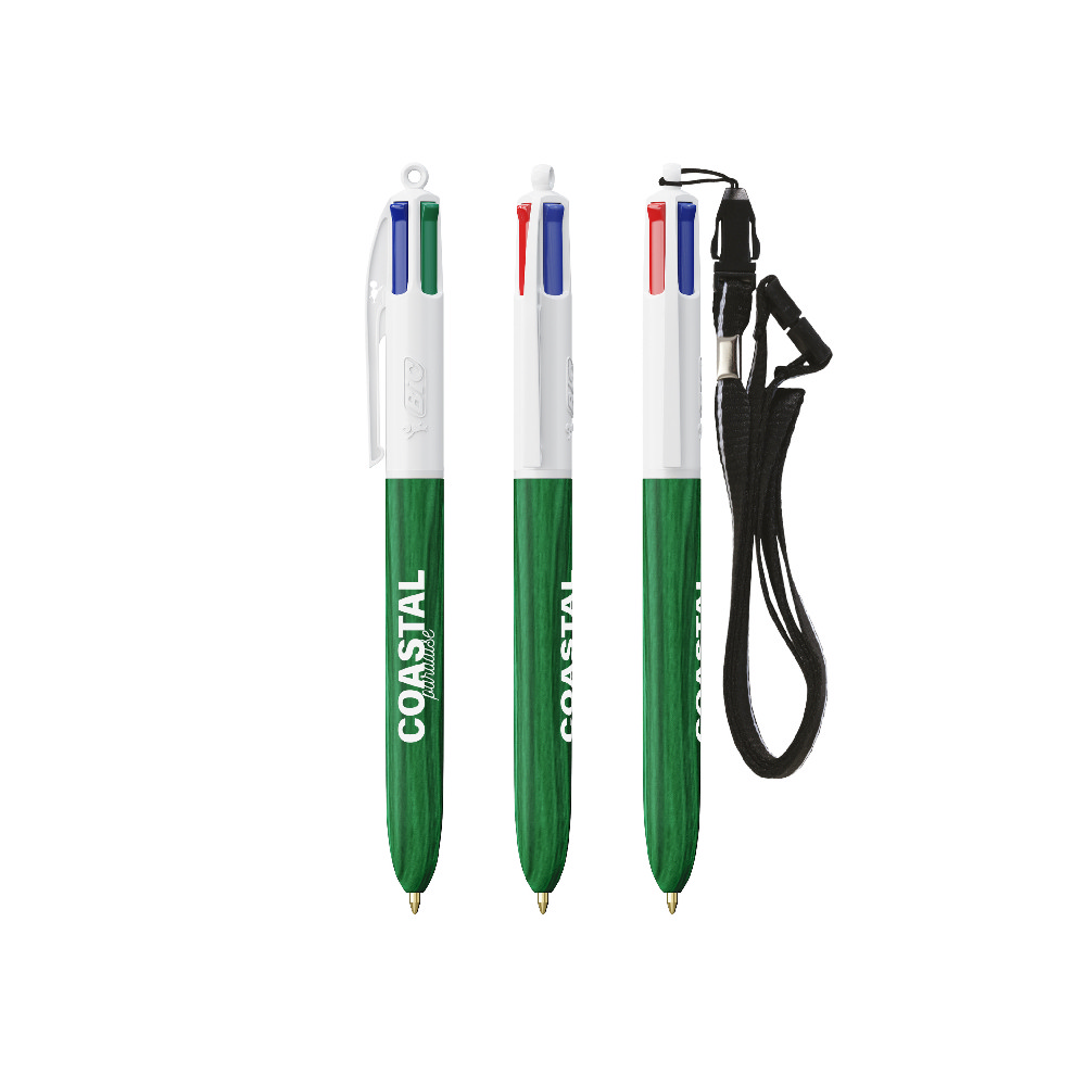 Bic 4 Renkli Ahşap Stil Tükenmez Kalem - İpli - 3460001064 - Görsel 4