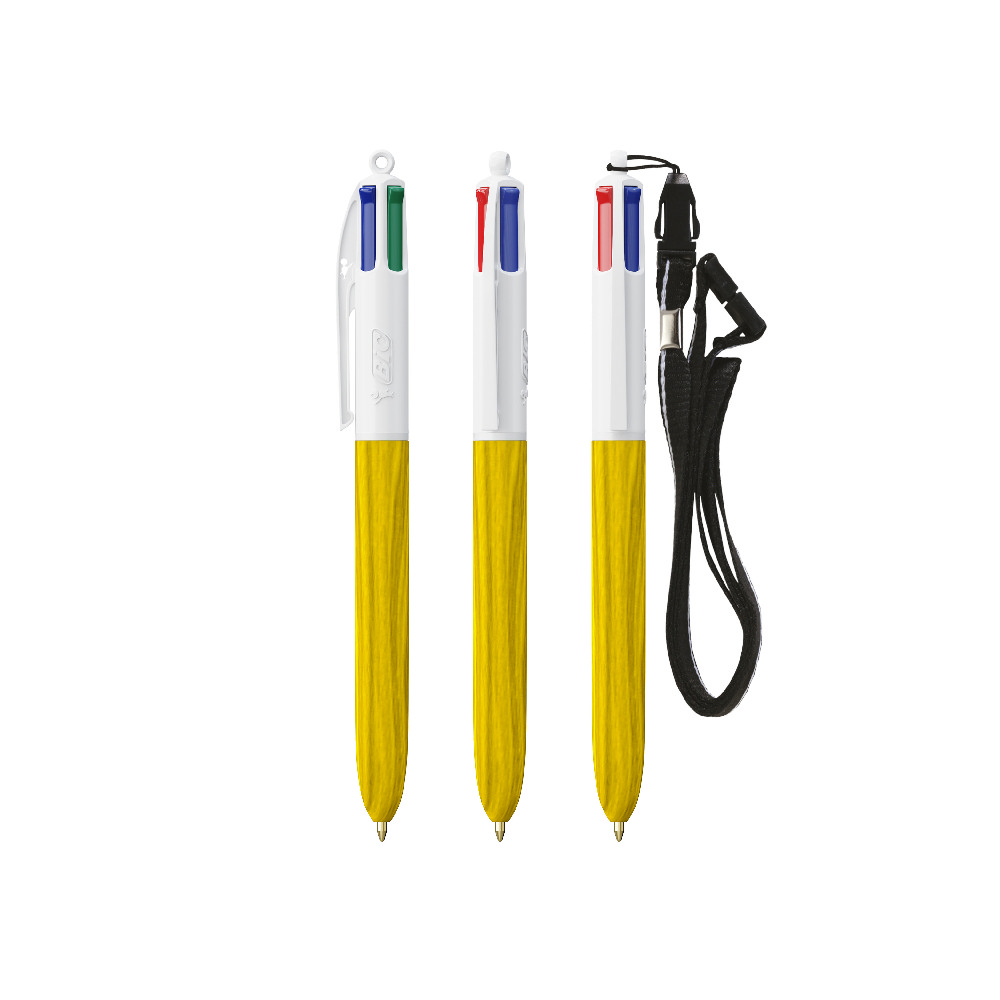 Bic 4 Renkli Ahşap Stil Tükenmez Kalem - İpli - 3460001064 - Görsel 5