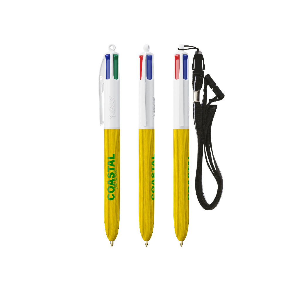 Bic 4 Renkli Ahşap Stil Tükenmez Kalem - İpli - 3460001064 - Görsel 6