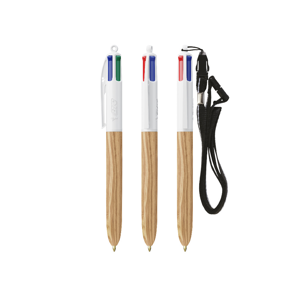 Bic 4 Renkli Ahşap Stil Tükenmez Kalem - İpli - 3460001064 - Görsel 7