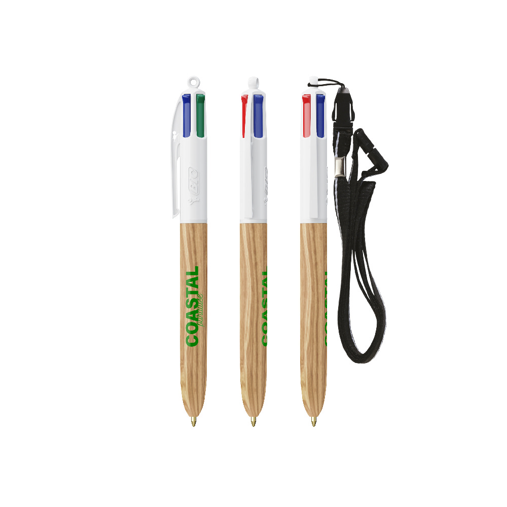 Bic 4 Renkli Ahşap Stil Tükenmez Kalem - İpli - 3460001064 - Görsel 8
