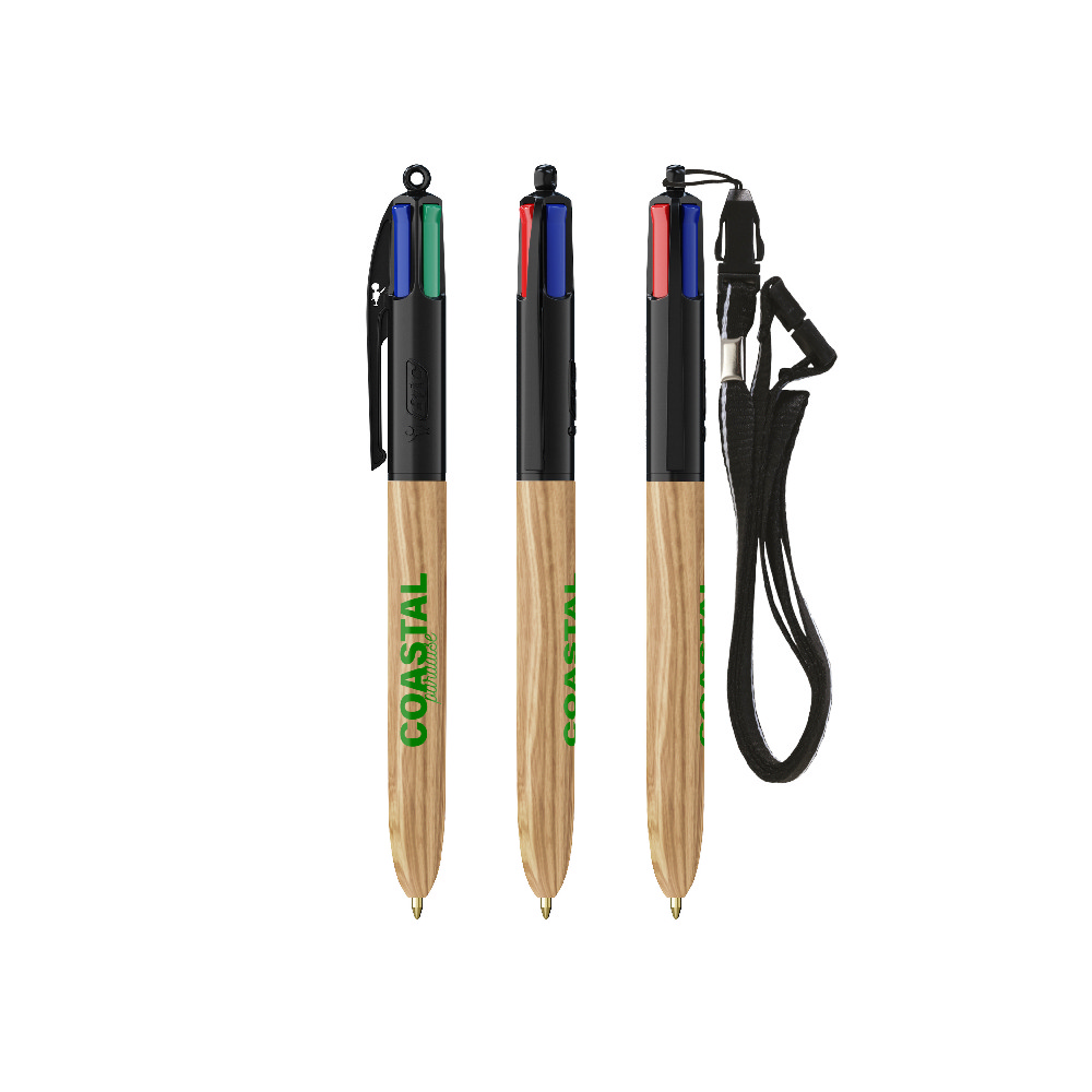 Bic 4 Renkli Ahşap Stil Tükenmez Kalem - İpli - 3460001064 - Görsel 9